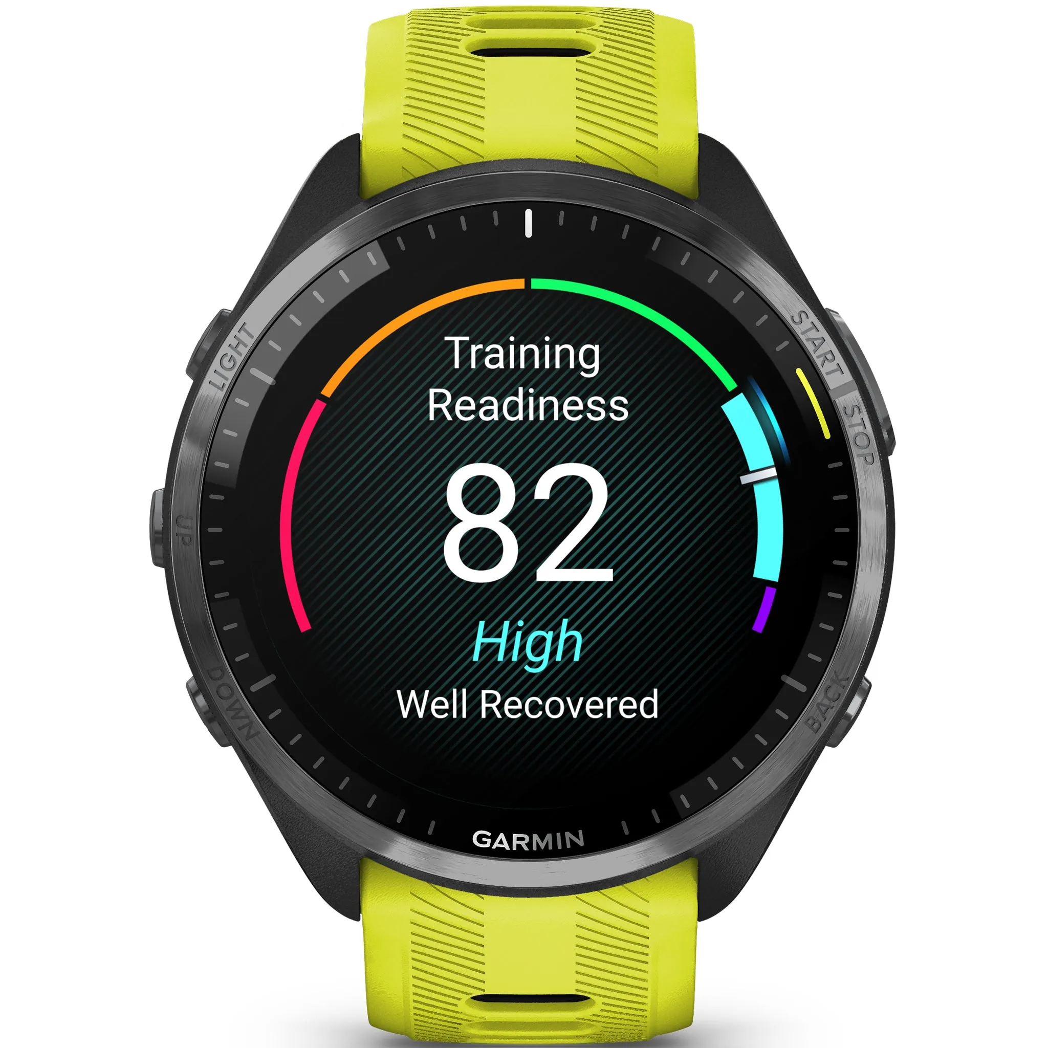 Garmin Forerunner 965 Carbon Grey DLC Titanium Bezel with Black Case and Amp Yellow/Black Silicone