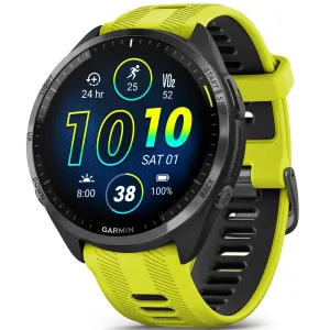 Garmin Forerunner 965 Carbon Grey DLC Titanium Bezel with Black Case and Amp Yellow/Black Silicone