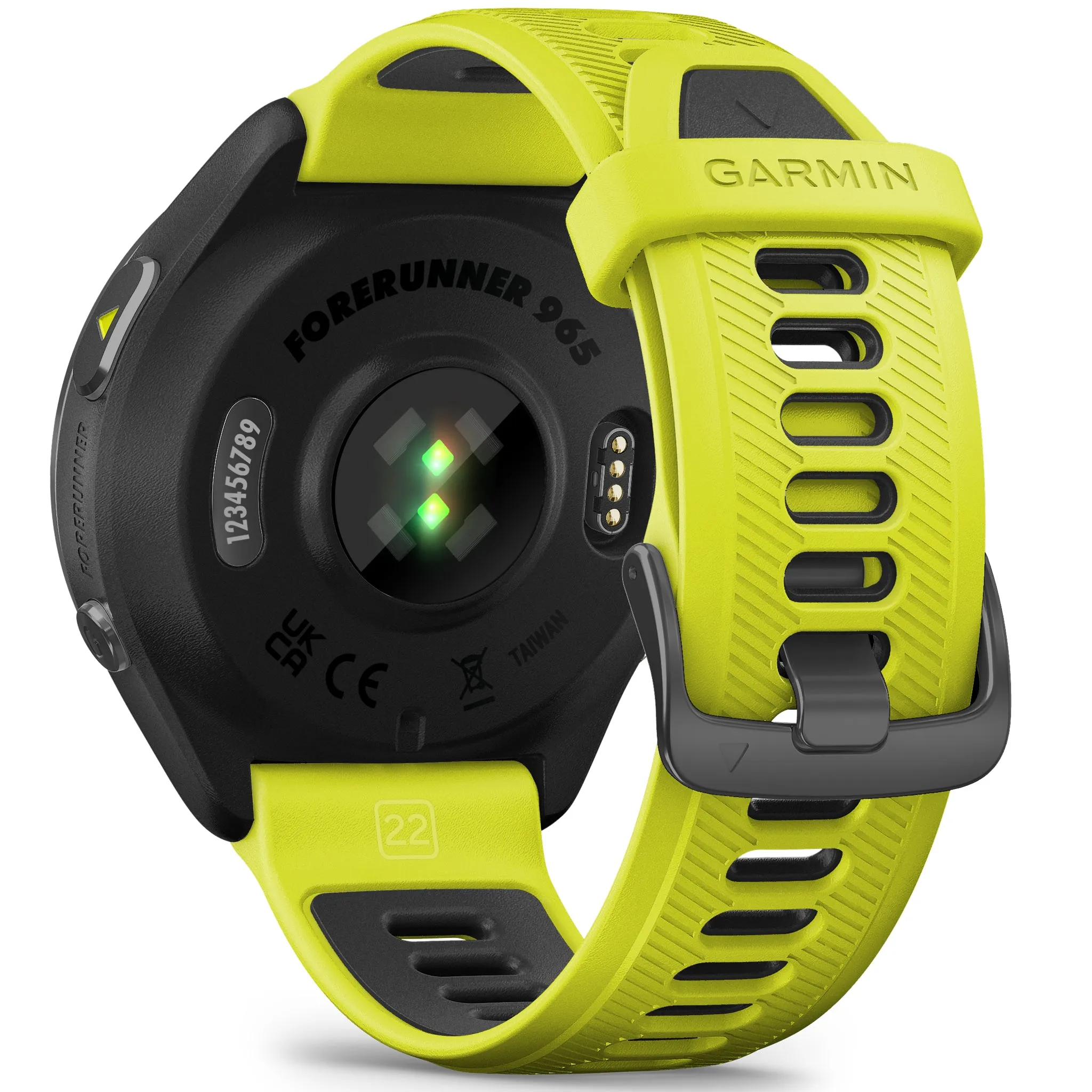 Garmin Forerunner 965 Carbon Grey DLC Titanium Bezel with Black Case and Amp Yellow/Black Silicone