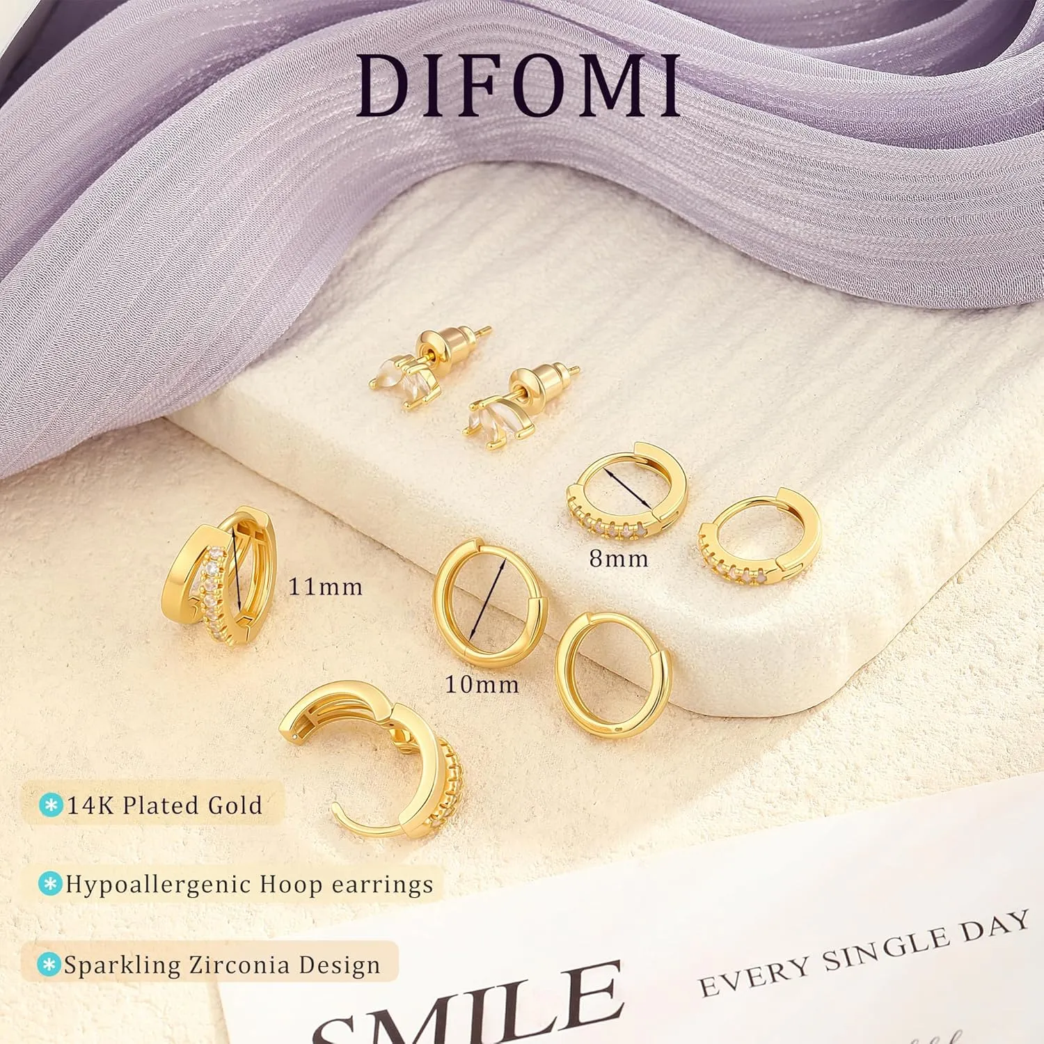Gold Hoop Earrings Set for Women Trendy,14K Gold/Sterling Silver Plated Hypoallergenic Stud Earrings Set Cartilage Earrings for Multiple Piercing for Women Gold/Sliver Jewelry Gift for Mom