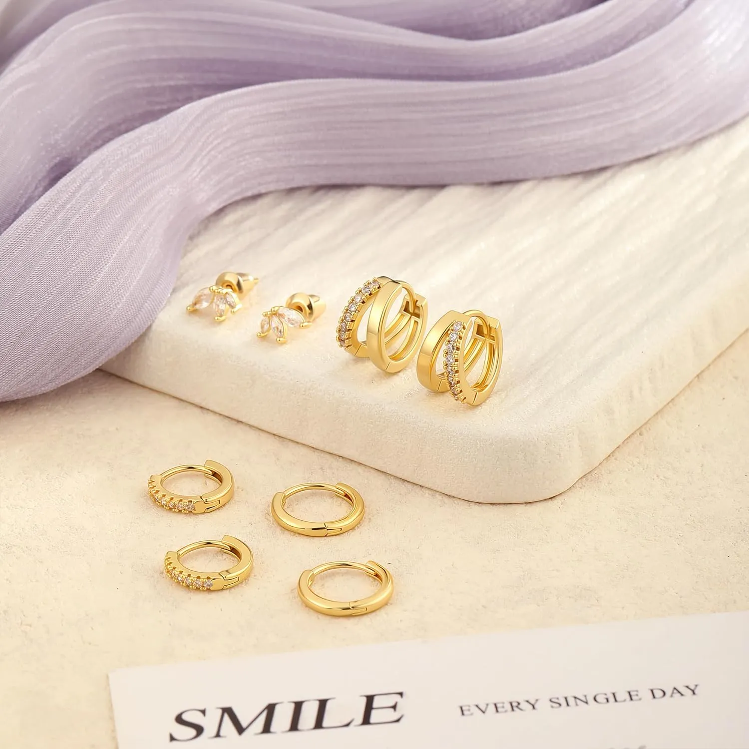 Gold Hoop Earrings Set for Women Trendy,14K Gold/Sterling Silver Plated Hypoallergenic Stud Earrings Set Cartilage Earrings for Multiple Piercing for Women Gold/Sliver Jewelry Gift for Mom