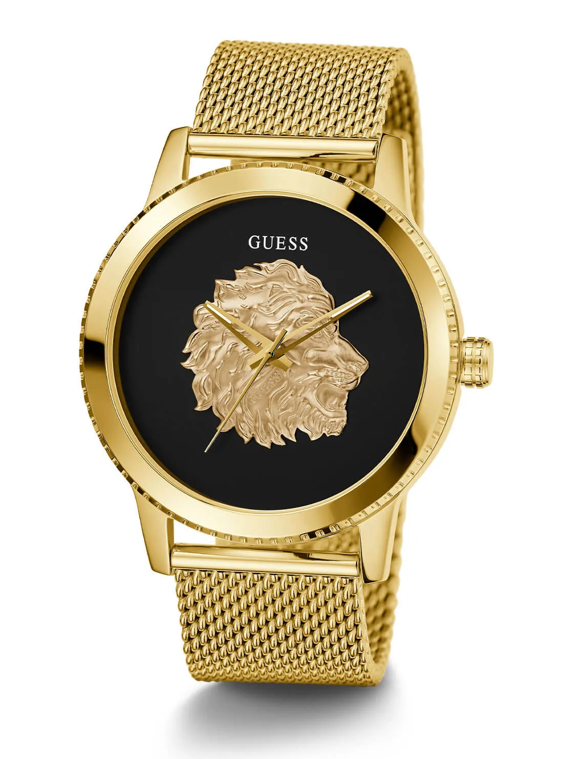 Gold Monarch Black Lion Mesh Watch