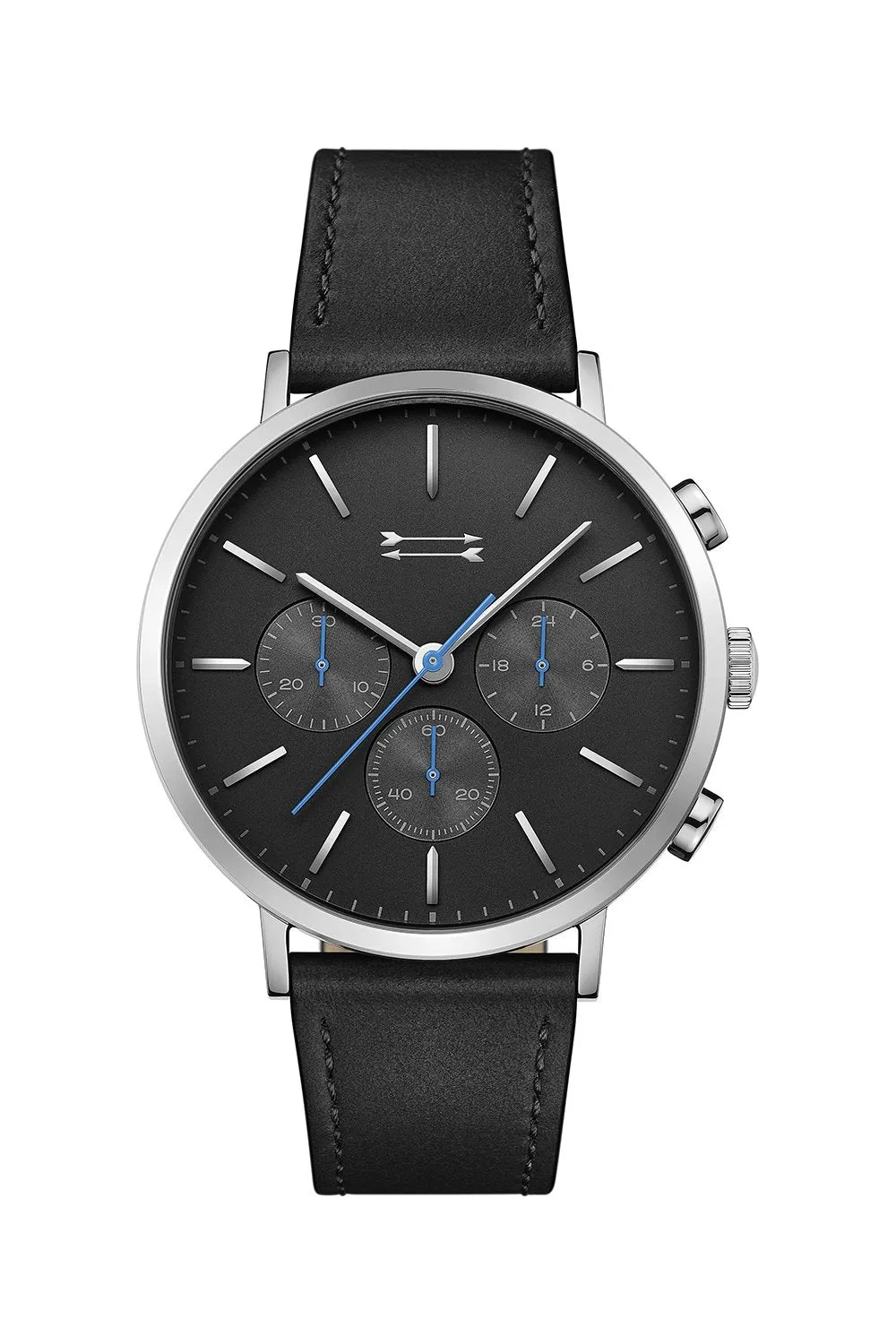 Griffith Silver Tone Leather Watch, 43MM