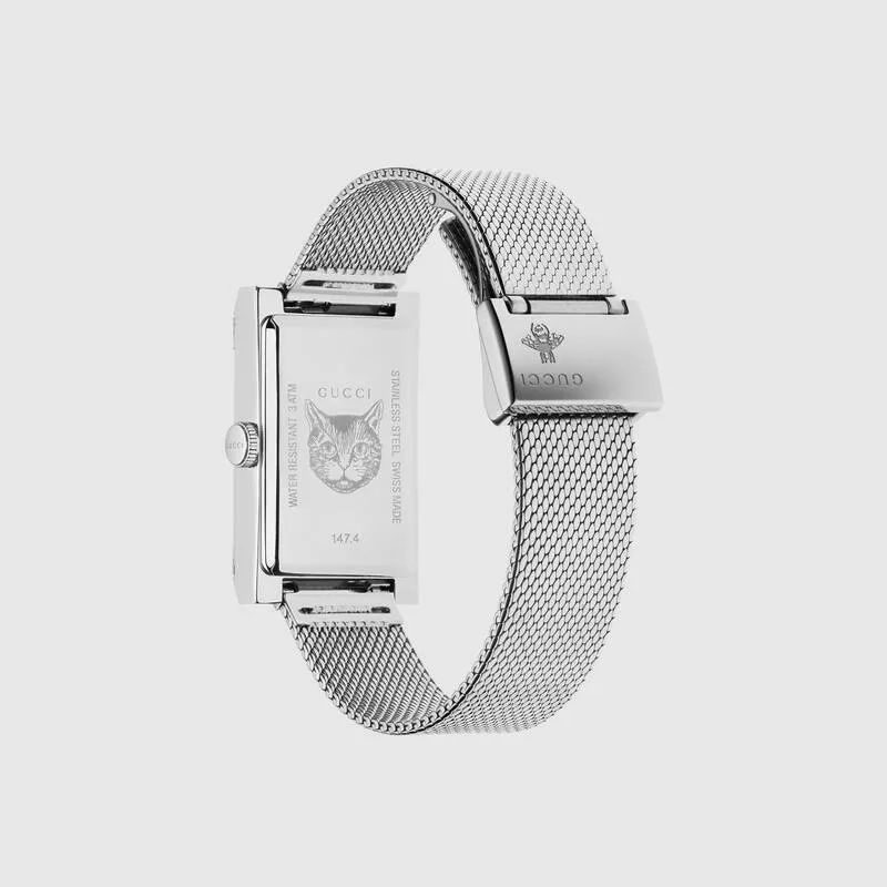 Gucci YA147401 G-Frame Stainless Steel Mesh Strap Women Watches
