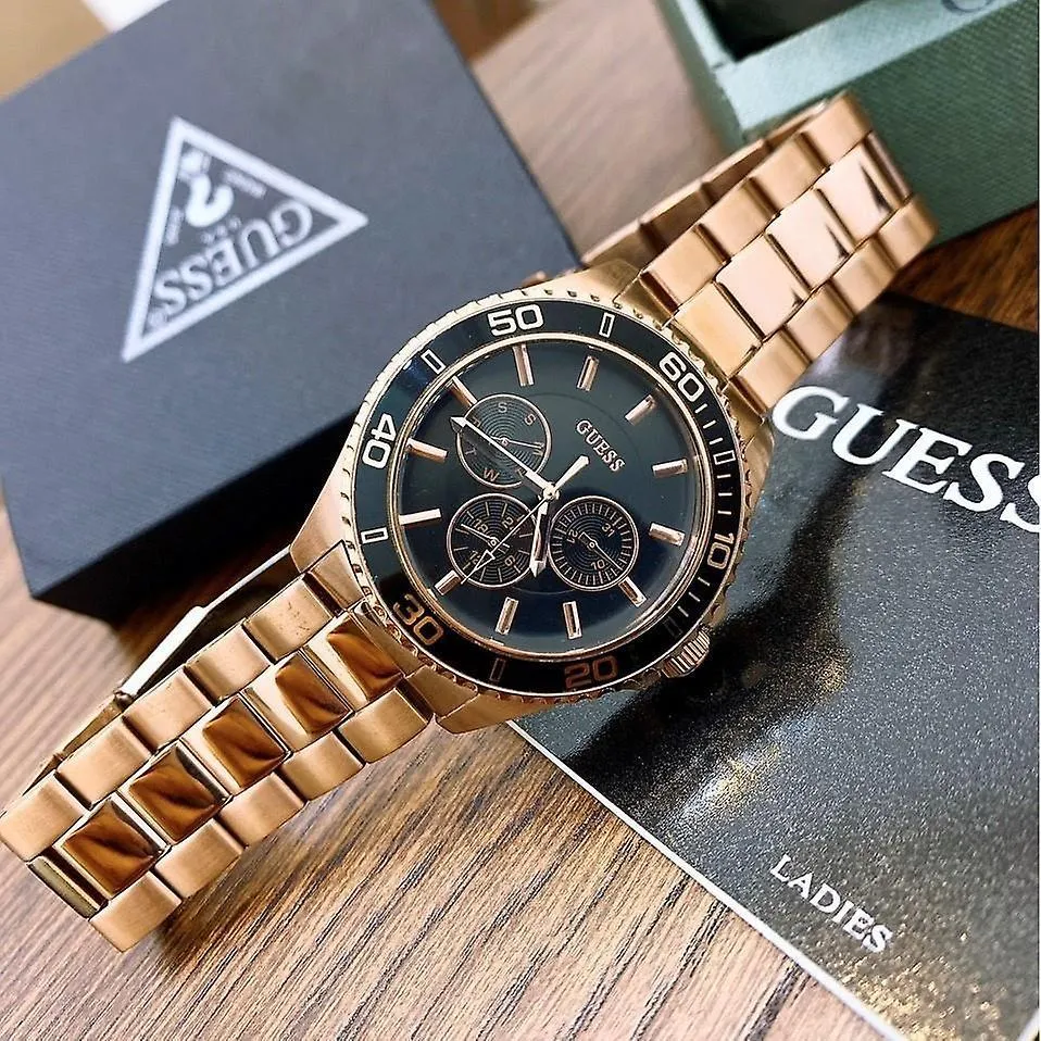 Guess Black and Rose Gold-Tone Ladies Watch W0231L7