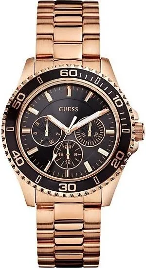 Guess Black and Rose Gold-Tone Ladies Watch W0231L7