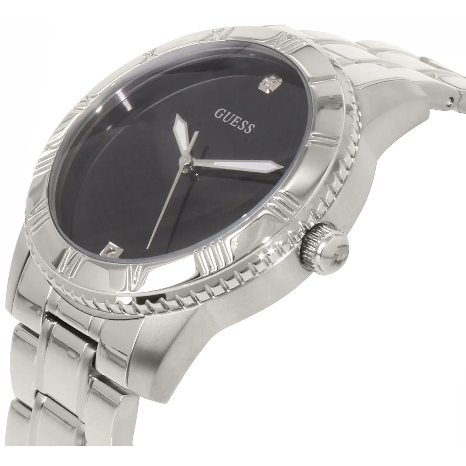 Guess Minimal Black Dial Silver Men's Watch W0416G1