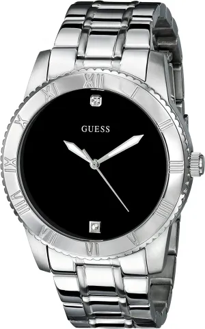 Guess Minimal Black Dial Silver Men's Watch W0416G1