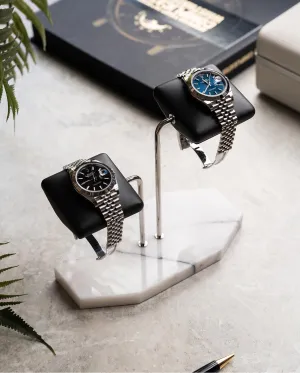 Hexagonal Luxury Watch Stand - Double Cushion - White