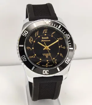 HMT Kohinoor Black Dial Para Shock 17 Jewels Transparent Back Men's Sports Watch