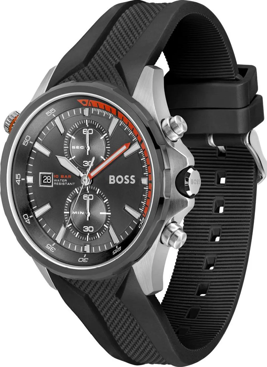 Hugo Boss Globetrotter Black Silicone Men's Watch 1513931