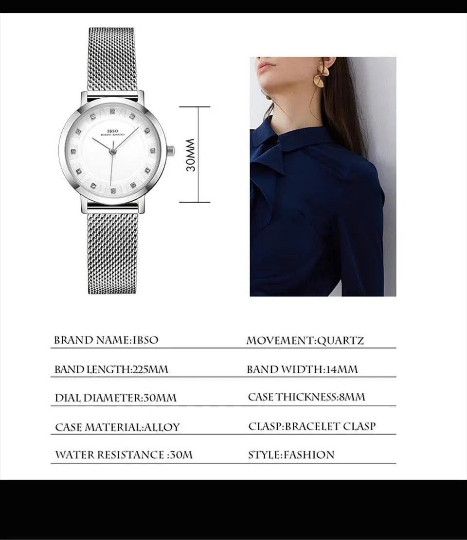 IBSO 36WA Geneva Mesh Bracelet Women Quartz Watches
