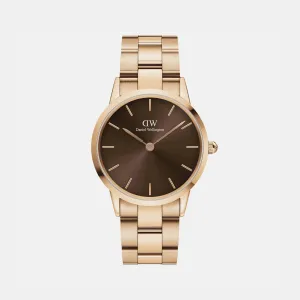 Iconic Women Brown Analog Stainless Steel Watch DW00100461K