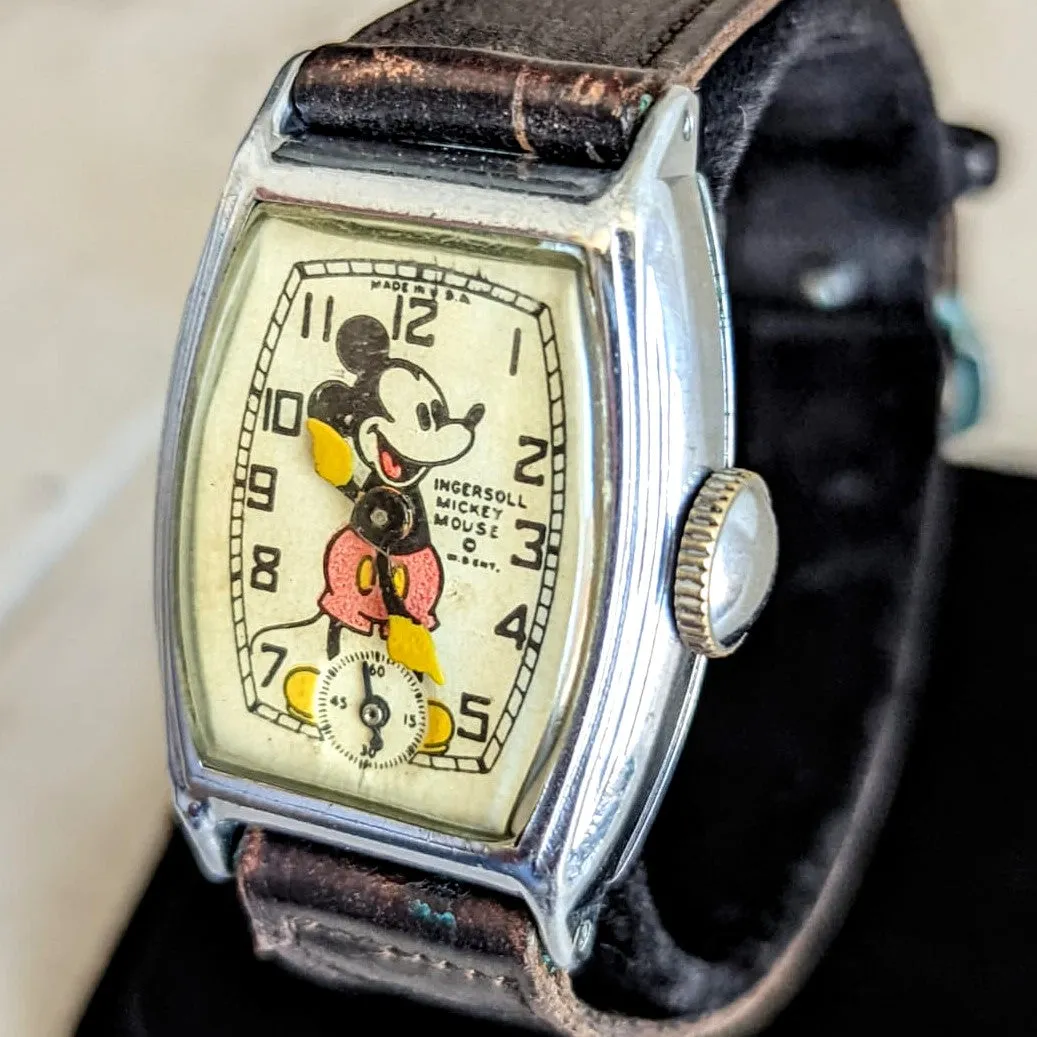 Ingersoll MICKEY MOUSE Wristwatch U.S.A. Made 1930's Disney Watch