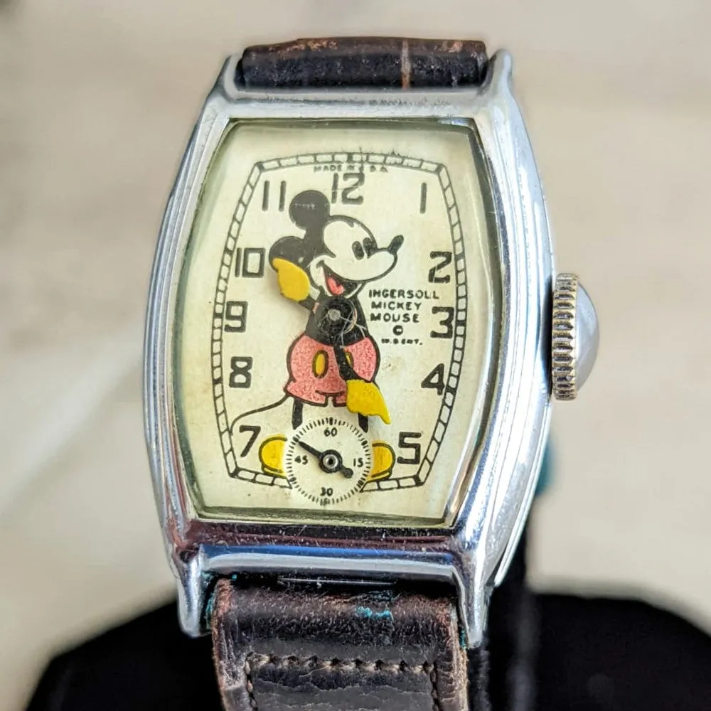 Ingersoll MICKEY MOUSE Wristwatch U.S.A. Made 1930's Disney Watch
