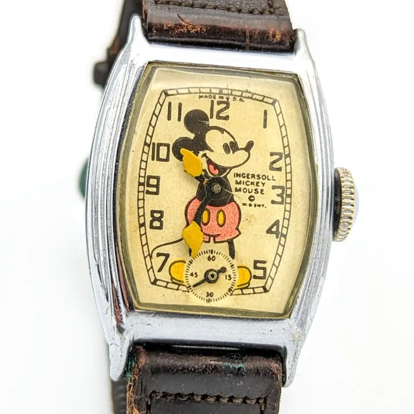 Ingersoll MICKEY MOUSE Wristwatch U.S.A. Made 1930's Disney Watch