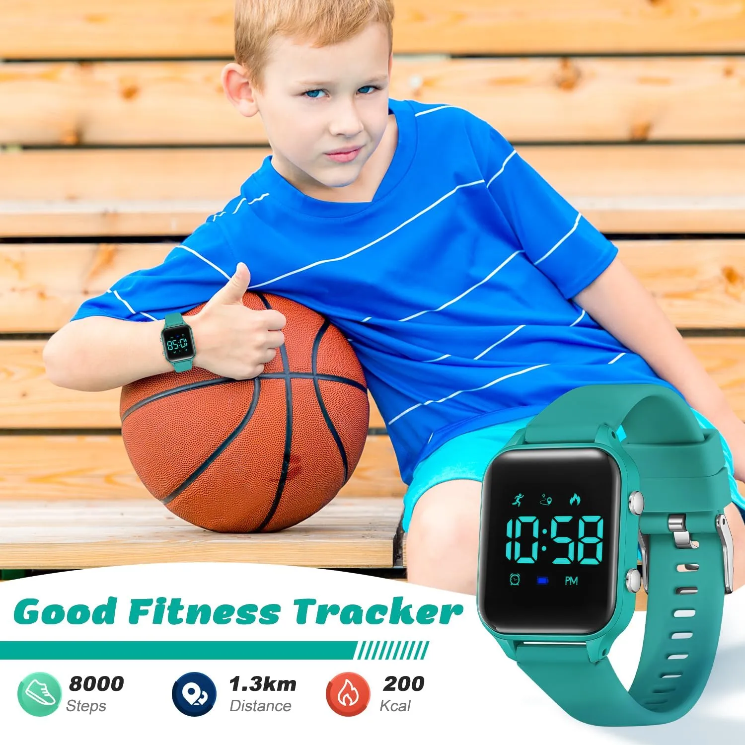L LAVAREDO Waterproof Kids Digital Watches for Boys Girls,Sport Watch with Pedometer Stopwatch Vibration Alarm for Ages 5-13,No App Fitness Tracker Watch for Kids Teens Birthday Christmas Gifts
