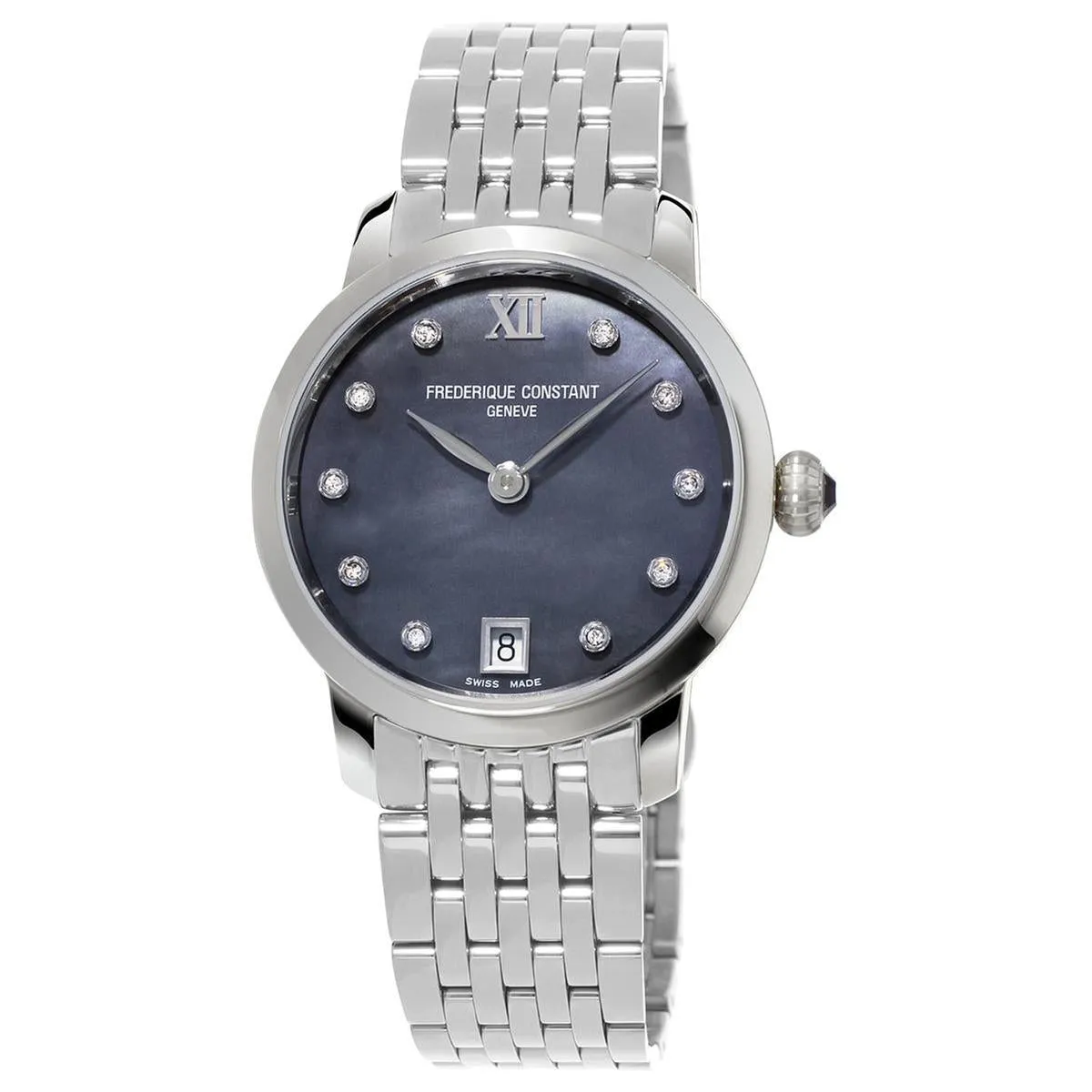 Ladies' Frederique Constant Slimline Watch | Black Mother of Pearl Diamond Dial | FC-220MPBD1S26B