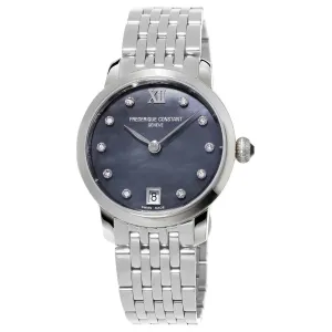 Ladies' Frederique Constant Slimline Watch | Black Mother of Pearl Diamond Dial | FC-220MPBD1S26B