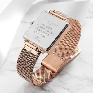 Ladies Metallic Engraved Watch in Rose Gold