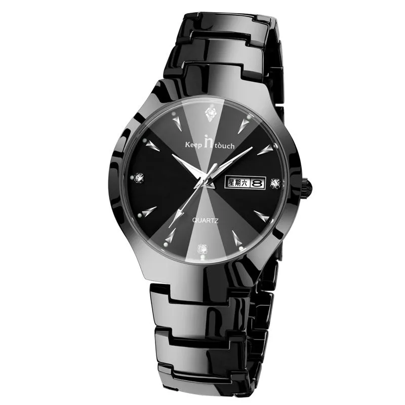 Luminous Waterproof Stainless steel Week Calendar Quartz Watches for Couple | Perfect for Lover