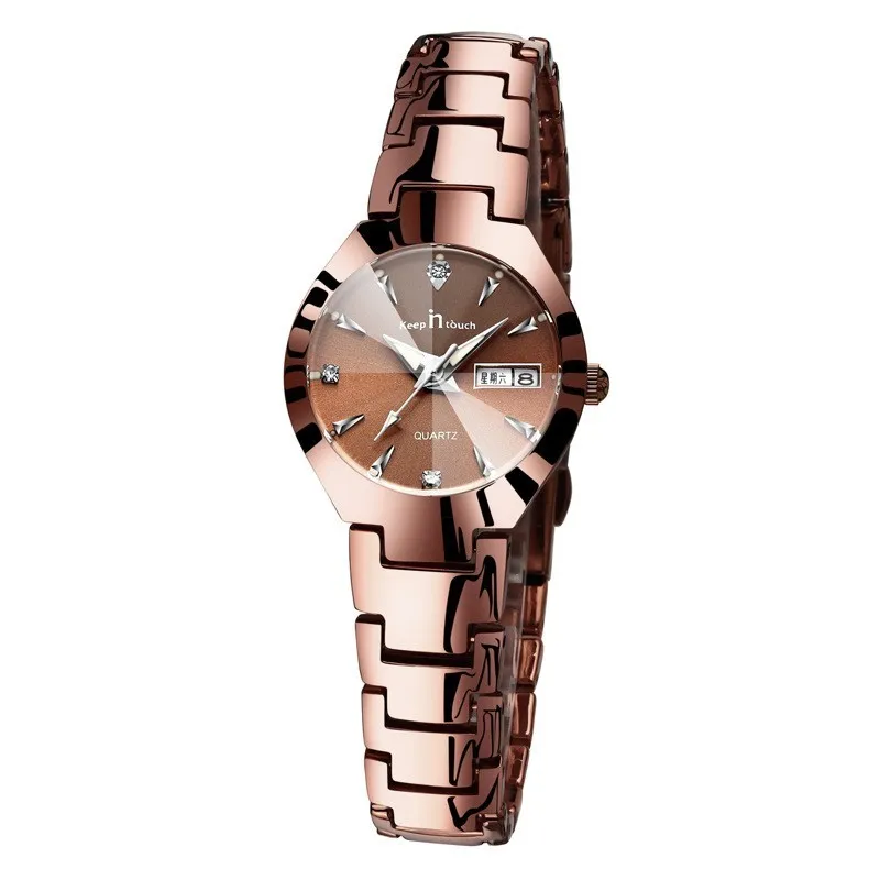 Luminous Waterproof Stainless steel Week Calendar Quartz Watches for Couple | Perfect for Lover