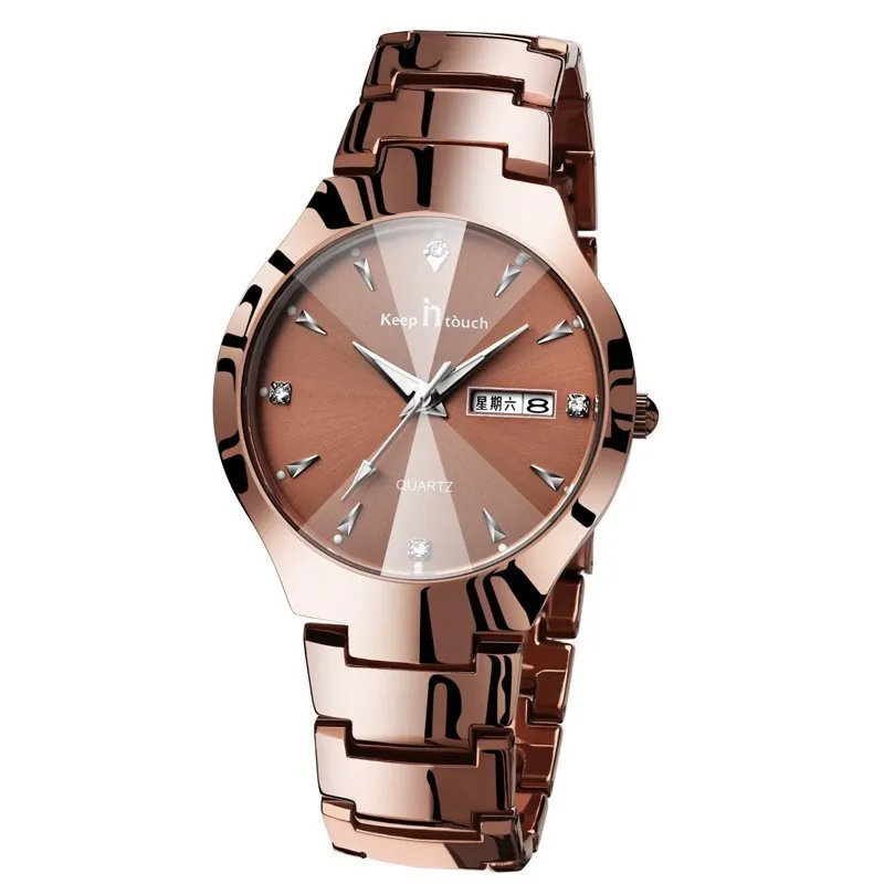 Luminous Waterproof Stainless steel Week Calendar Quartz Watches for Couple | Perfect for Lover