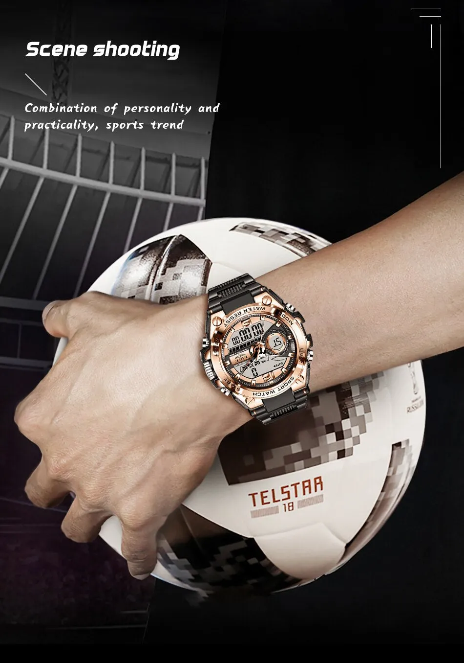Men Sport Digital 50m Waterproof Wristwatch