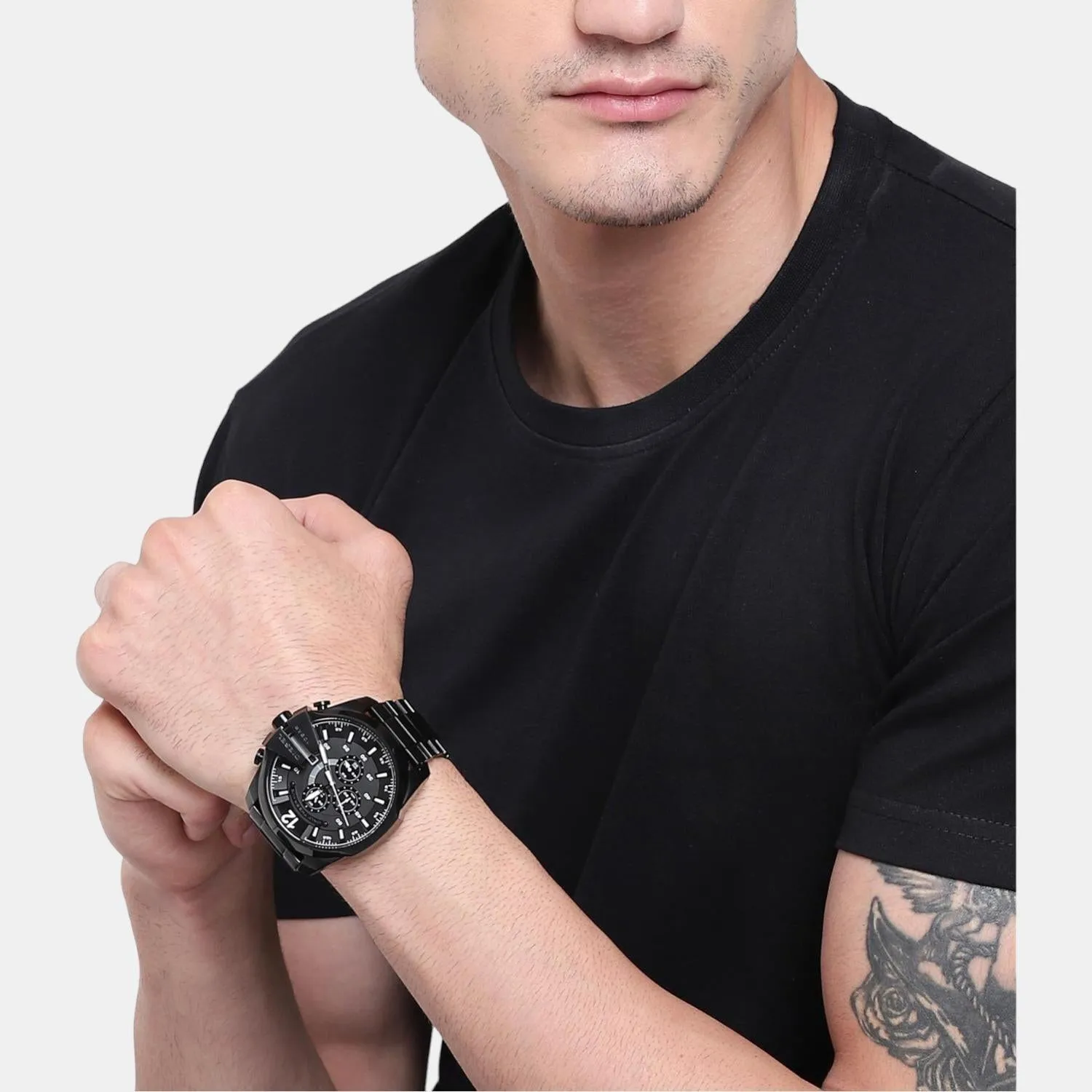 Men's Black Stainless Steel Chronograph Watch DZ4283
