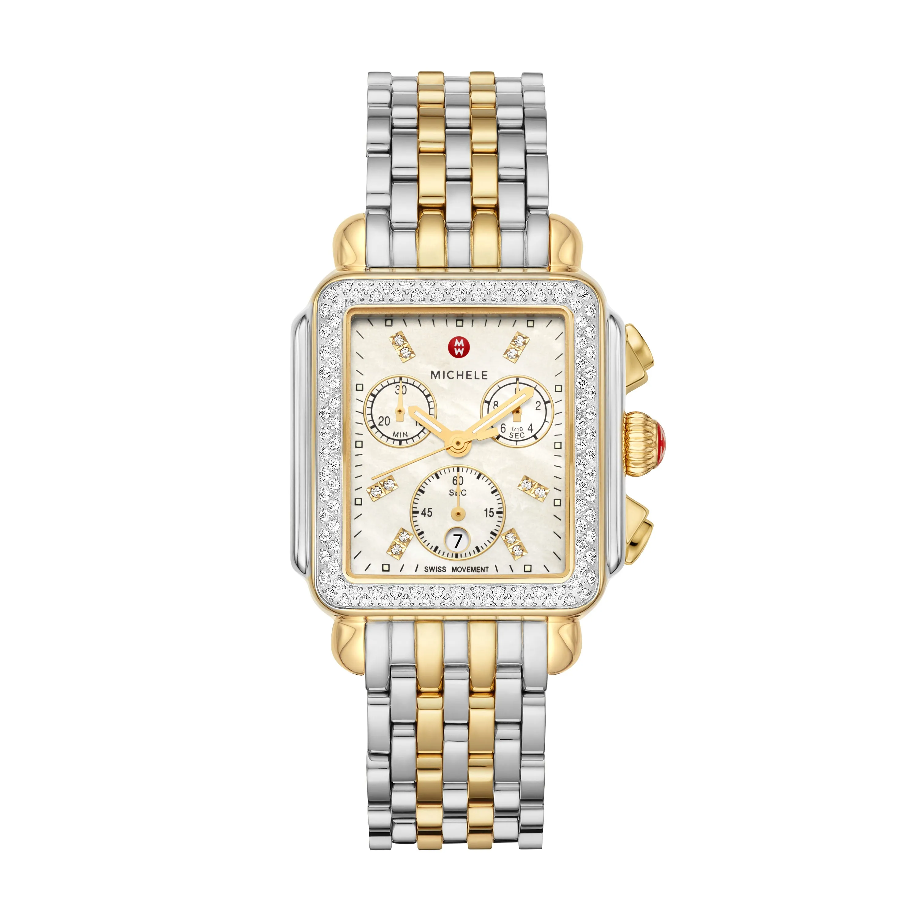 MICHELE Watches Deco Stainless Diamond Watch (33mm)