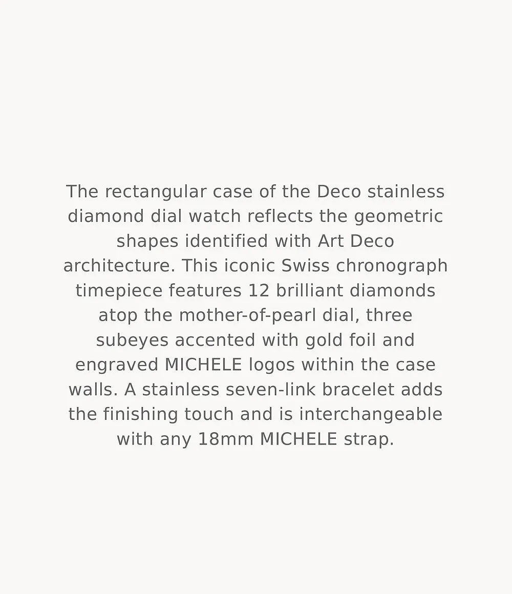 MICHELE Watches Deco Stainless Diamond Watch (33mm)