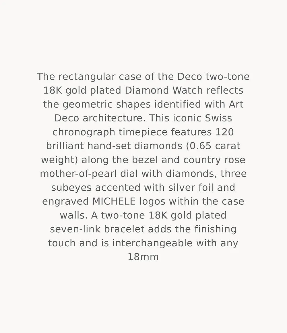MICHELE Watches Deco Stainless Diamond Watch (33mm)