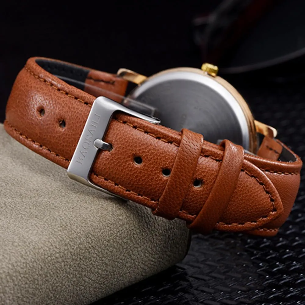 MINILUJIA Men Watch World Map Creative Starry Sky Roman Dial Watch Watches Unique Eyecatching Man Watches Soft Leather Band