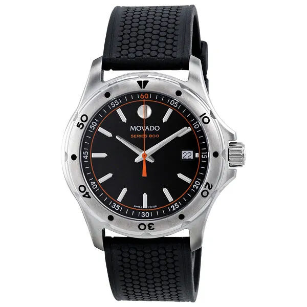 Movado Series 800 Black/Orange Dial Men's Watch 2600099