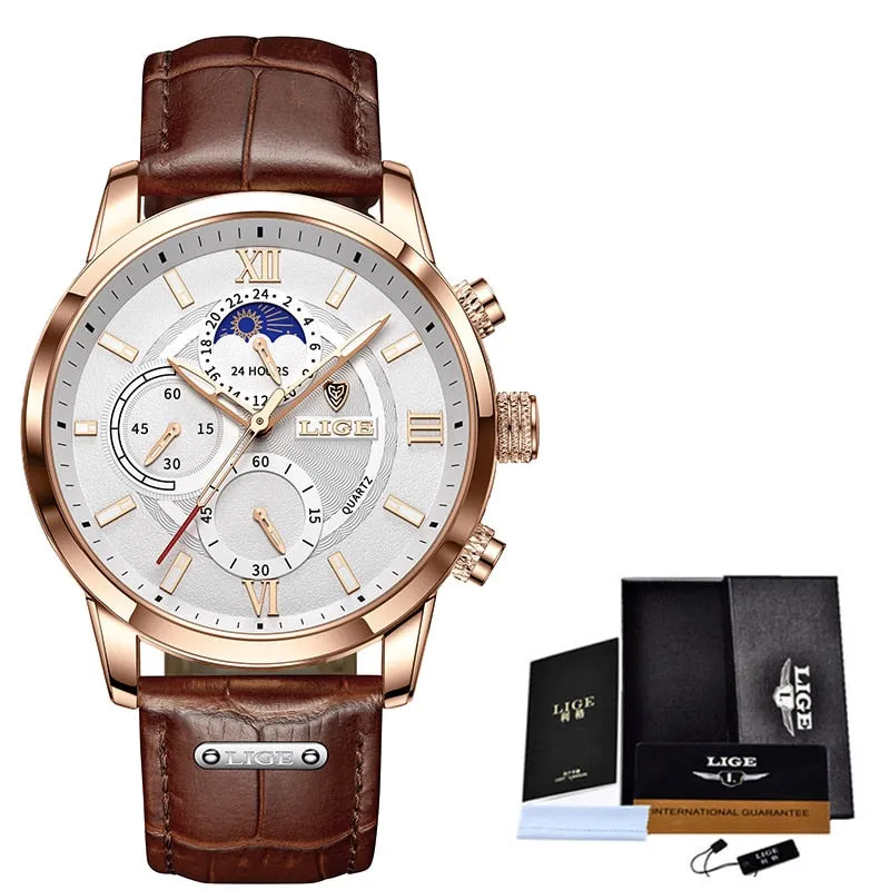 New Brown Leather Mens Watch