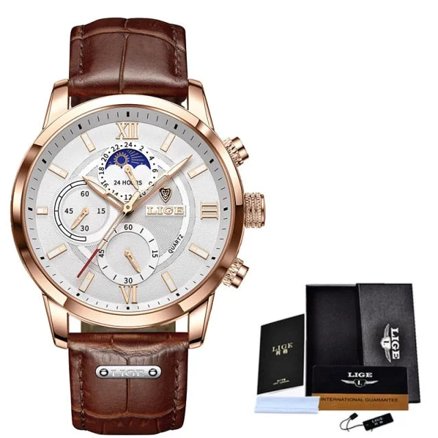New Brown Leather Mens Watch