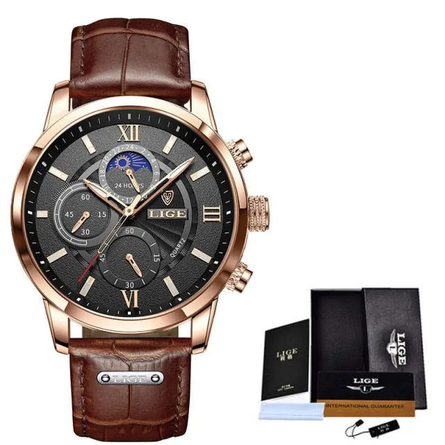 New Brown Leather Mens Watch