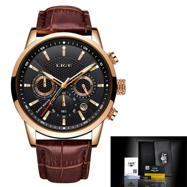 New Brown Leather Mens Watch