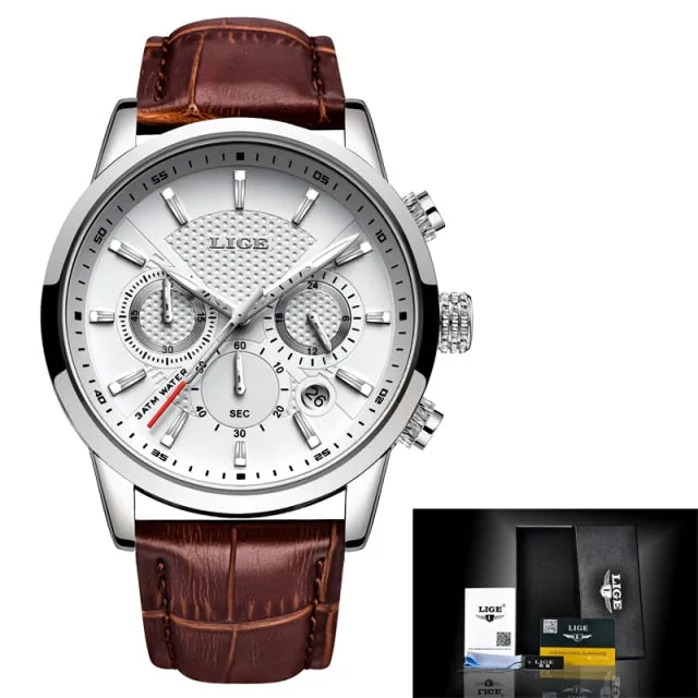 New Brown Leather Mens Watch