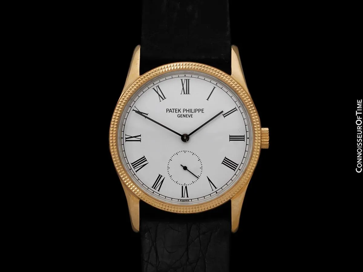 Patek Philippe Calatrava Ref. 3796D Mens 18K Gold Watch with Hobnail Bezel - Papers