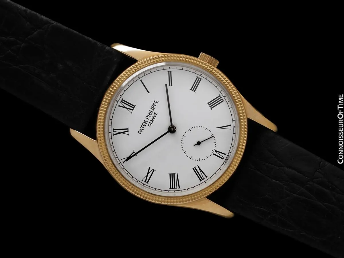 Patek Philippe Calatrava Ref. 3796D Mens 18K Gold Watch with Hobnail Bezel - Papers