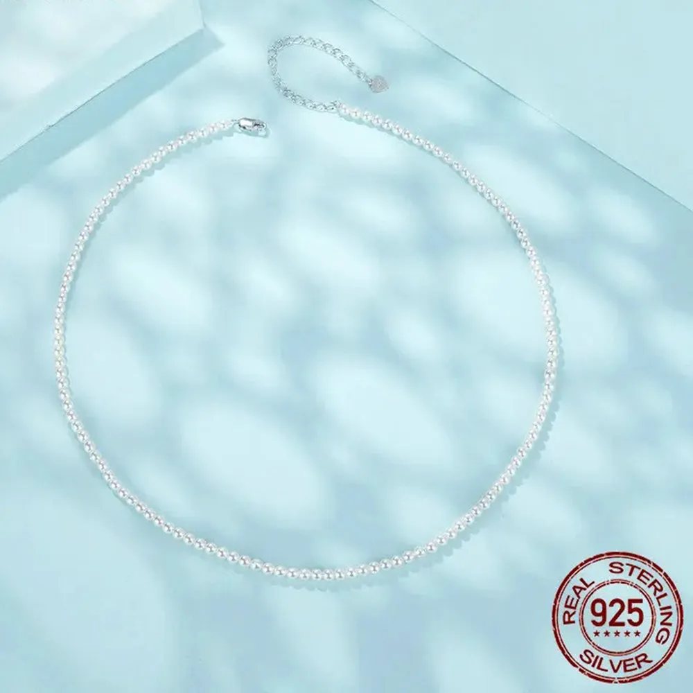Pearl Necklace for Women Shell Pearl Beaded Necklace, 925 Sterling Silver Australian South Sea Pearl Necklace Jewelry