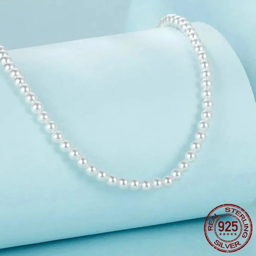 Pearl Necklace for Women Shell Pearl Beaded Necklace, 925 Sterling Silver Australian South Sea Pearl Necklace Jewelry