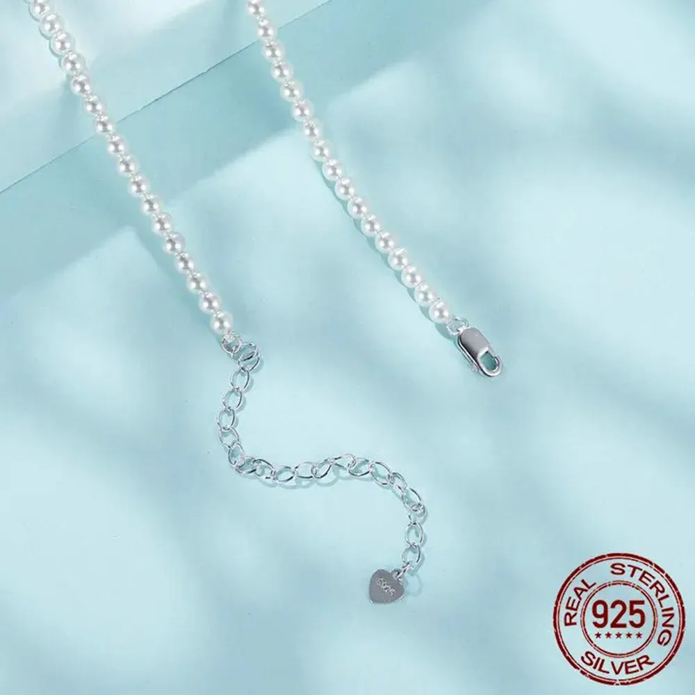 Pearl Necklace for Women Shell Pearl Beaded Necklace, 925 Sterling Silver Australian South Sea Pearl Necklace Jewelry