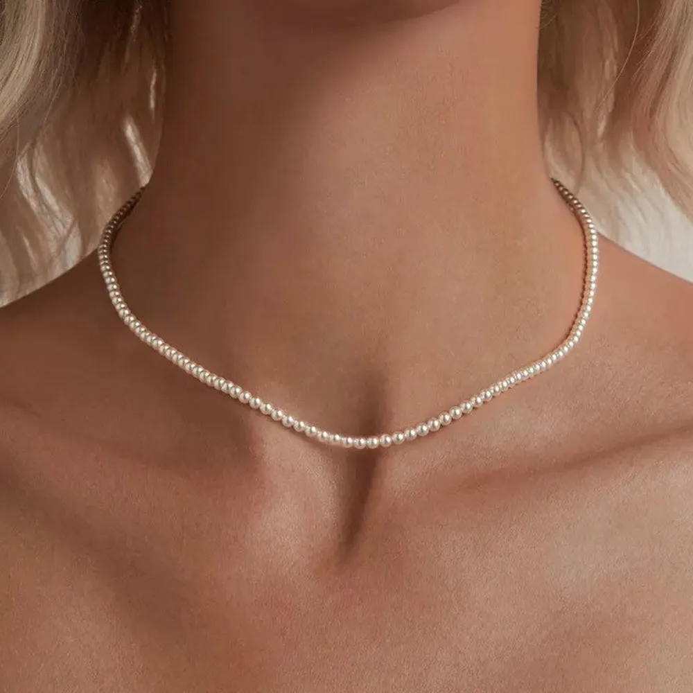 Pearl Necklace for Women Shell Pearl Beaded Necklace, 925 Sterling Silver Australian South Sea Pearl Necklace Jewelry