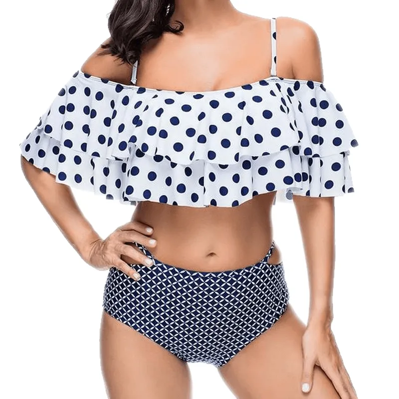 Polka Mid Rise Swimsuit  Stylish and Comfortable Two-Piece Swimwear