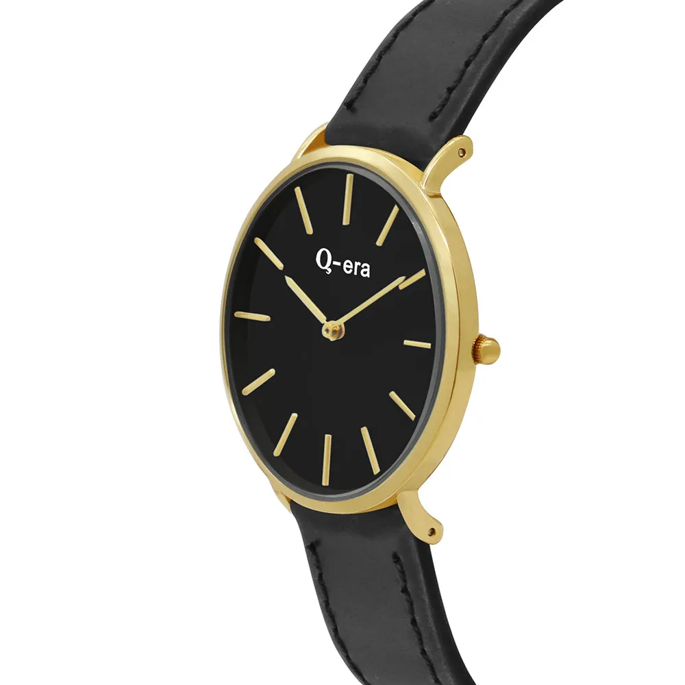 Q-Era Black Leather Men's Watch - QV2806-5