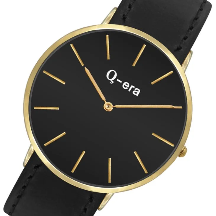 Q-Era Black Leather Men's Watch - QV2806-5
