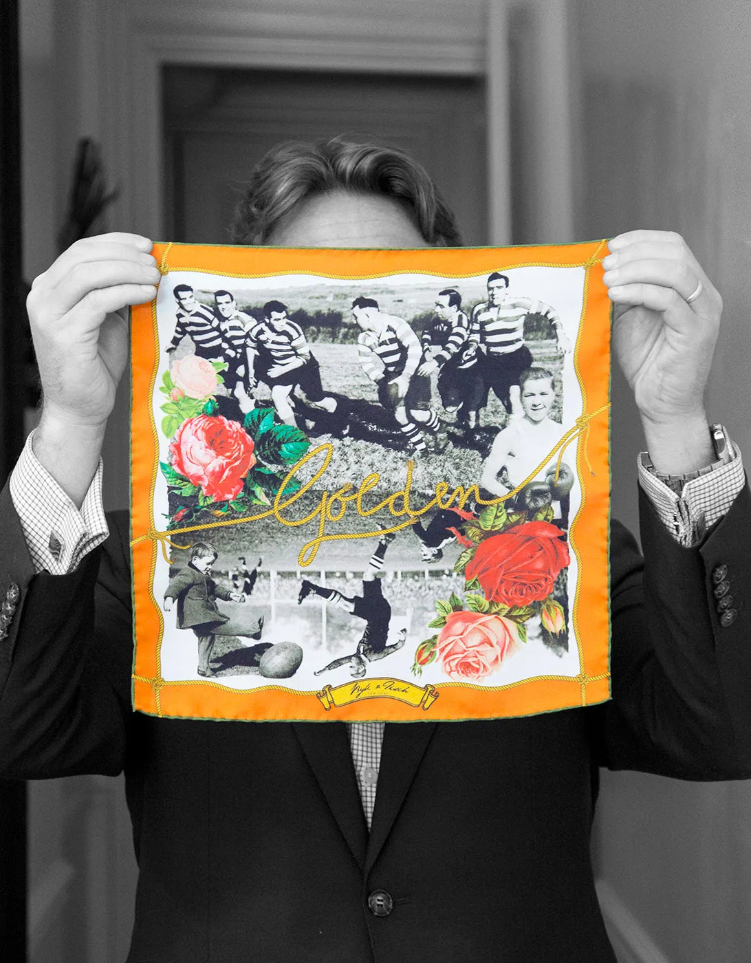 "GOLDEN GOAL" DIGITAL PRINT POCKET SQUARE