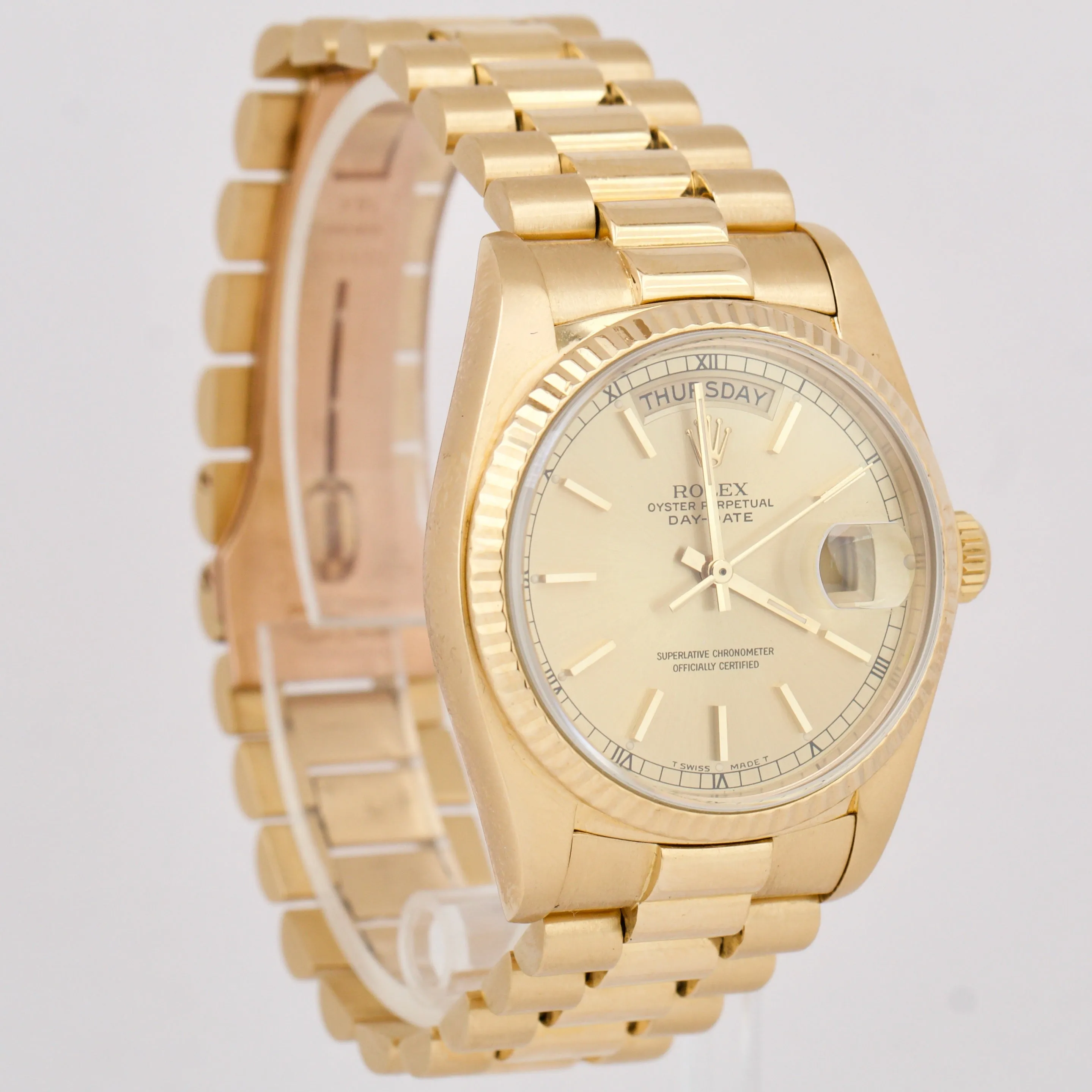 Rolex Day-Date President Champagne 36mm 18K Yellow Gold QUICKSET Watch 18038